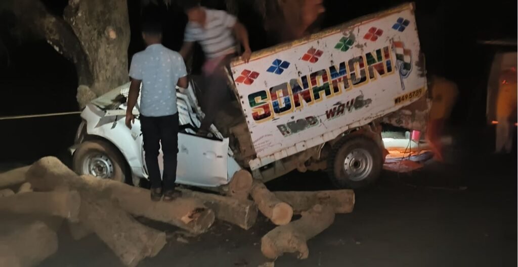 ମହୁଲ ଗଛକୁ ପିଟିଲା ଚୋରା କାଠ ବୋଝେଇ ପିକଅପ